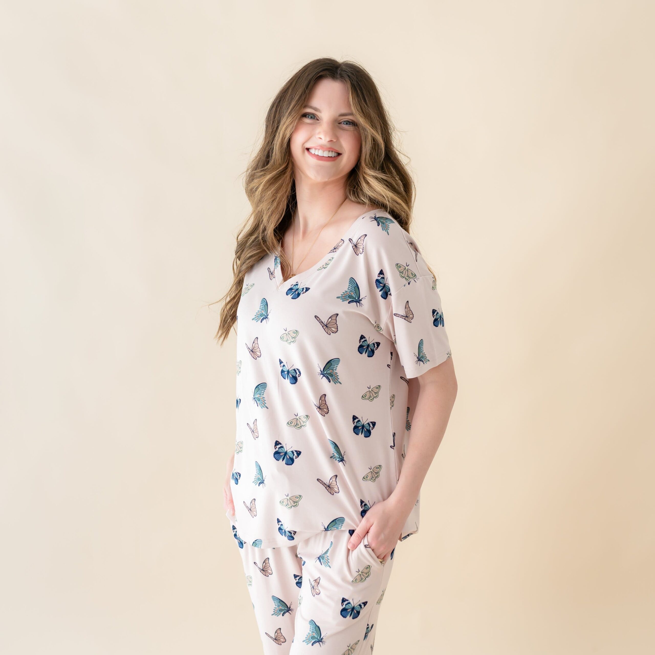 kyte-baby-women-s-v-neck-women-s-relaxed-fit-v-neck-in-blush-butterfly-35747716989039